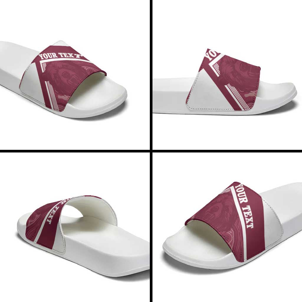 Burleigh Rugby Custom Slide Sandals Go Bears Maroon Aboriginal Art - Aussie Hoodie