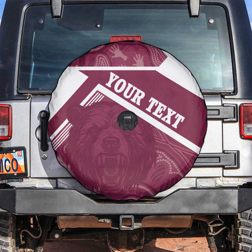 Burleigh Rugby Custom Spare Tire Cover Go Bears Maroon Aboriginal Art - Aussie Hoodie