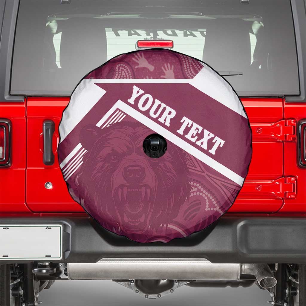 Burleigh Rugby Custom Spare Tire Cover Go Bears Maroon Aboriginal Art - Aussie Hoodie