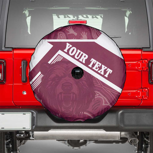 Burleigh Rugby Custom Spare Tire Cover Go Bears Maroon Aboriginal Art - Aussie Hoodie