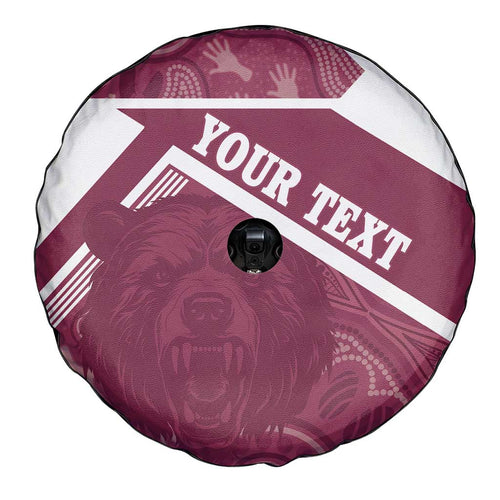 Burleigh Rugby Custom Spare Tire Cover Go Bears Maroon Aboriginal Art - Aussie Hoodie