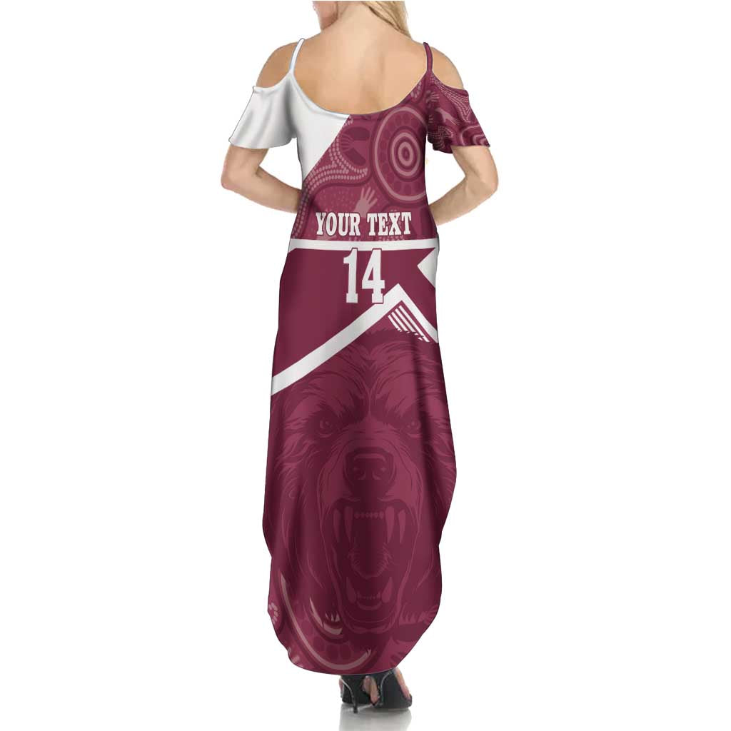 Burleigh Rugby Custom Summer Maxi Dress Go Bears Maroon Aboriginal Art - Aussie Hoodie