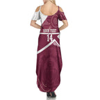 Burleigh Rugby Custom Summer Maxi Dress Go Bears Maroon Aboriginal Art - Aussie Hoodie