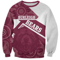 Burleigh Rugby Custom Sweatshirt Go Bears Maroon Aboriginal Art - Aussie Hoodie