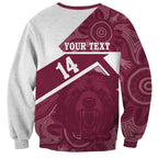 Burleigh Rugby Custom Sweatshirt Go Bears Maroon Aboriginal Art - Aussie Hoodie