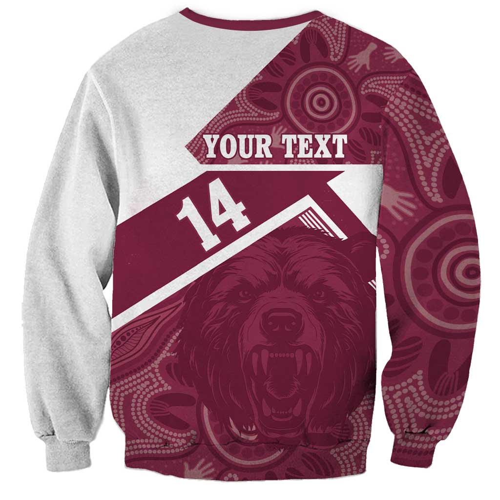 Burleigh Rugby Custom Sweatshirt Go Bears Maroon Aboriginal Art - Aussie Hoodie