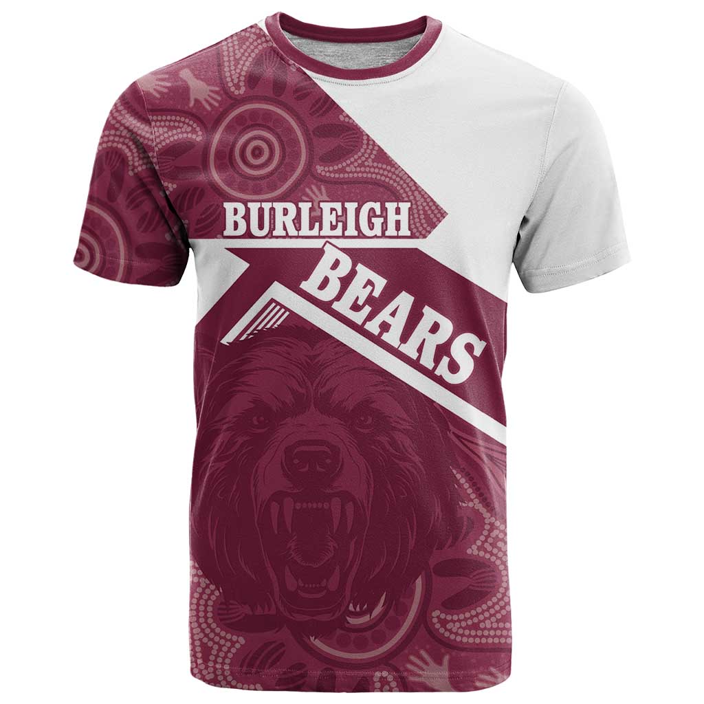 Burleigh Rugby Custom T Shirt Go Bears Maroon Aboriginal Art - Aussie Hoodie