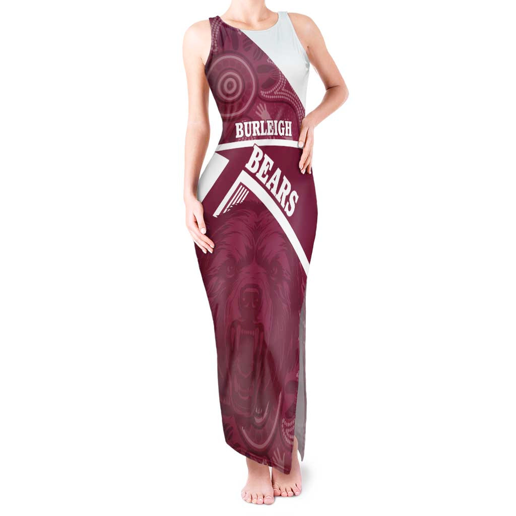 Burleigh Rugby Custom Tank Maxi Dress Go Bears Maroon Aboriginal Art - Aussie Hoodie