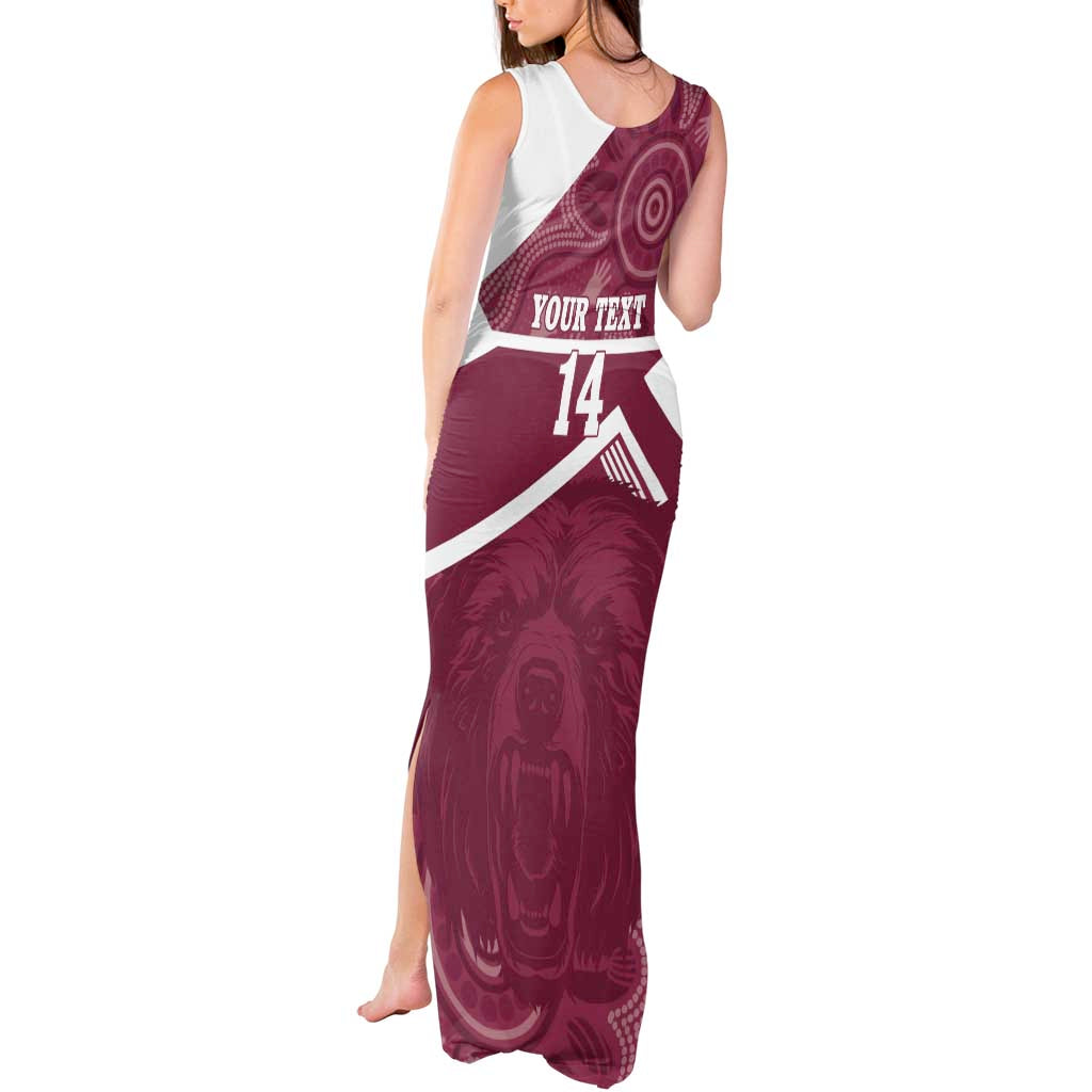 Burleigh Rugby Custom Tank Maxi Dress Go Bears Maroon Aboriginal Art - Aussie Hoodie