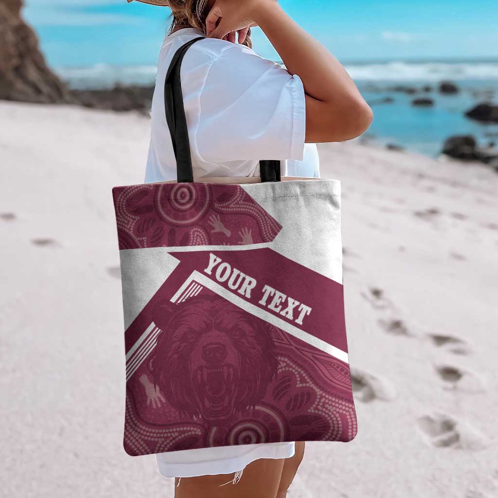 Burleigh Rugby Custom Tote Bag Go Bears Maroon Aboriginal Art - Aussie Hoodie