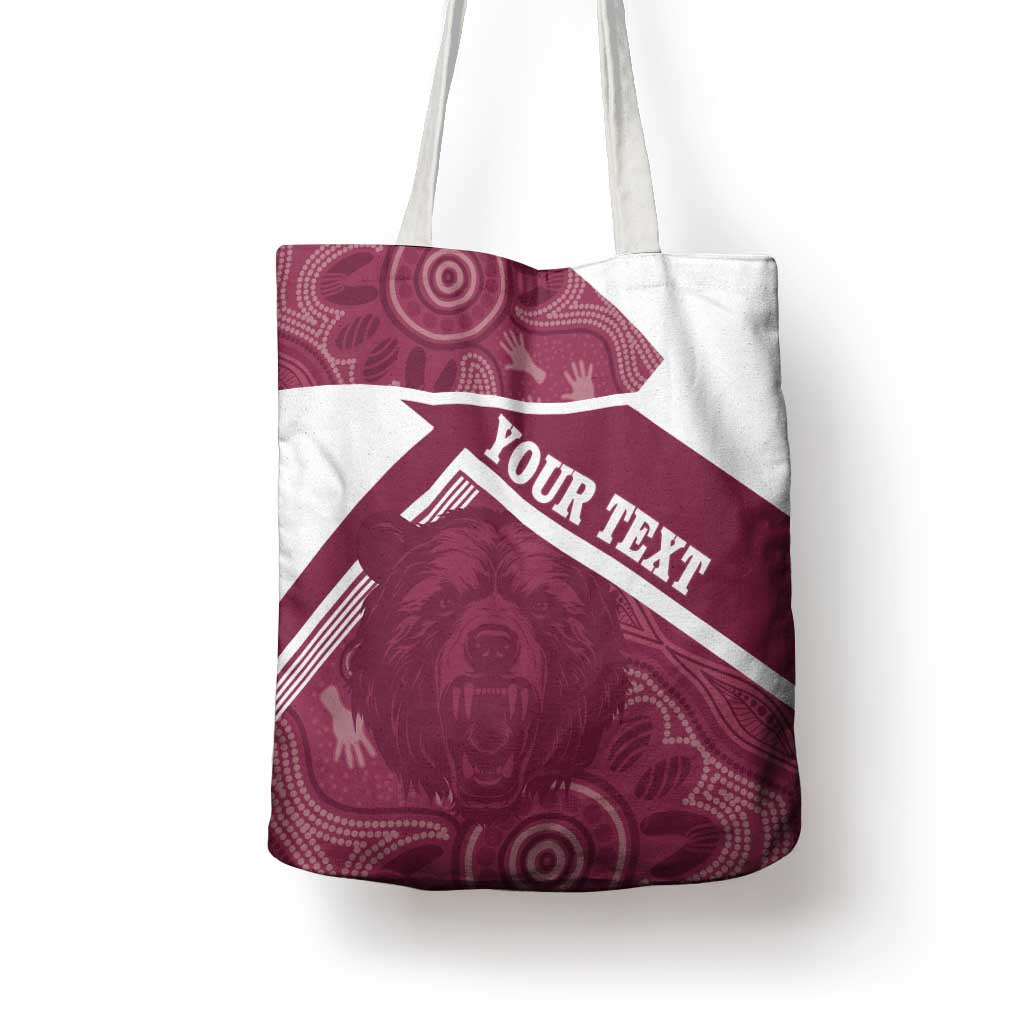 Burleigh Rugby Custom Tote Bag Go Bears Maroon Aboriginal Art - Aussie Hoodie