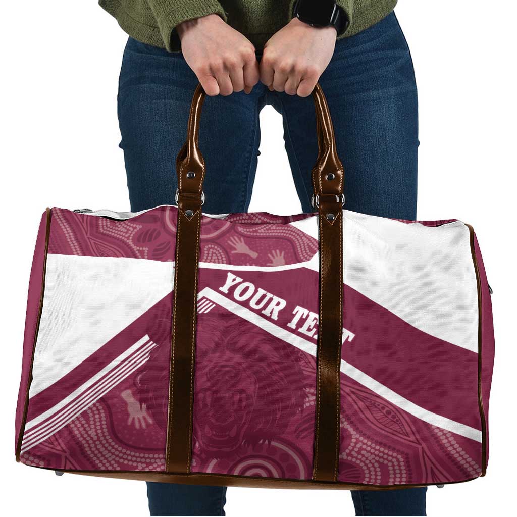 Burleigh Rugby Custom Travel Bag Go Bears Maroon Aboriginal Art - Aussie Hoodie