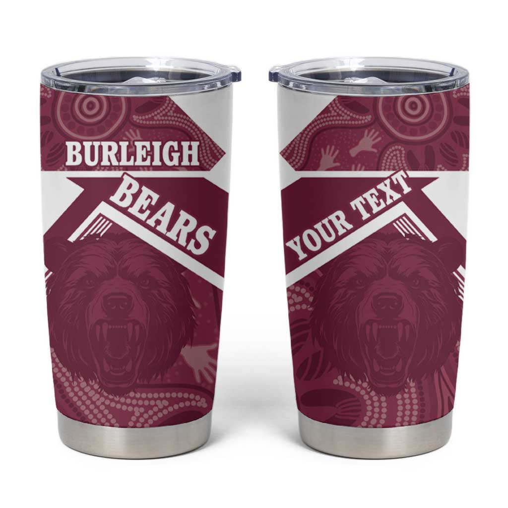 Burleigh Rugby Custom Tumbler Cup Go Bears Maroon Aboriginal Art - Aussie Hoodie