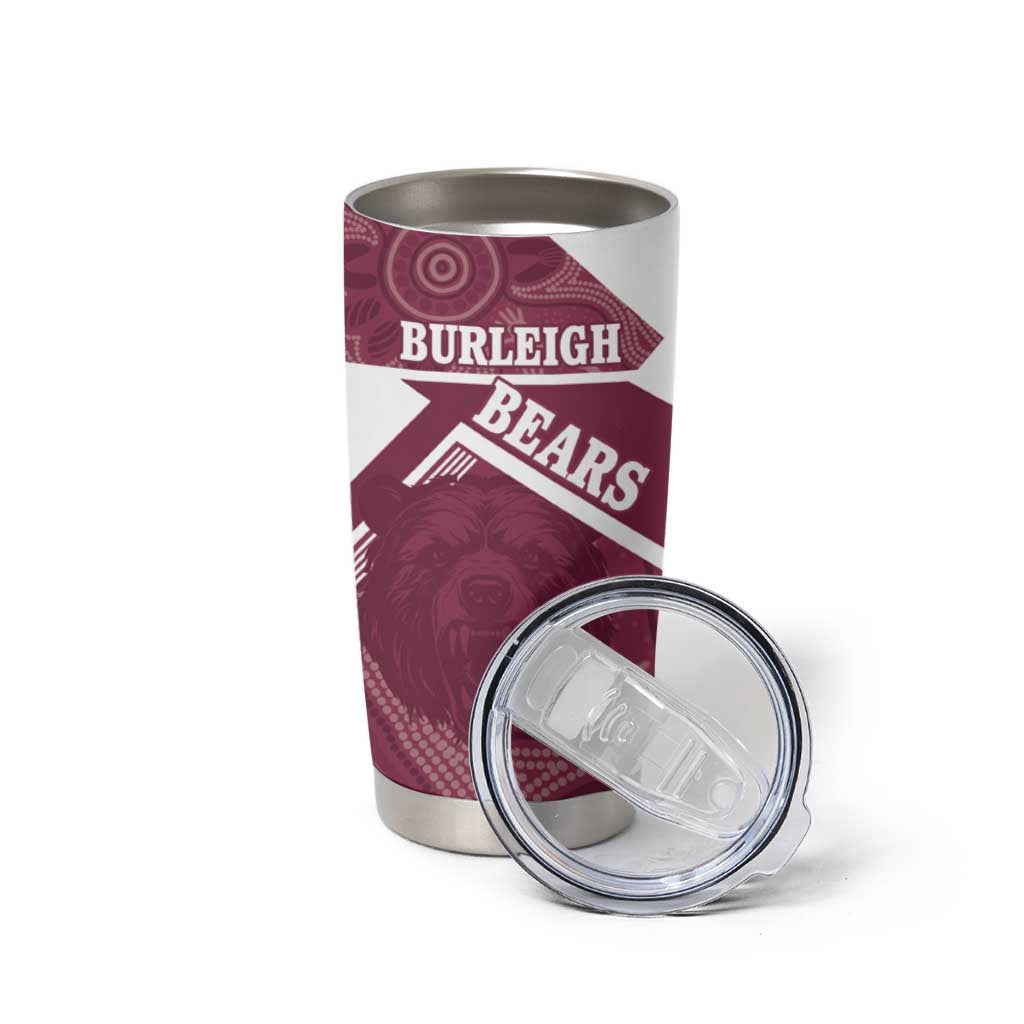Burleigh Rugby Custom Tumbler Cup Go Bears Maroon Aboriginal Art - Aussie Hoodie