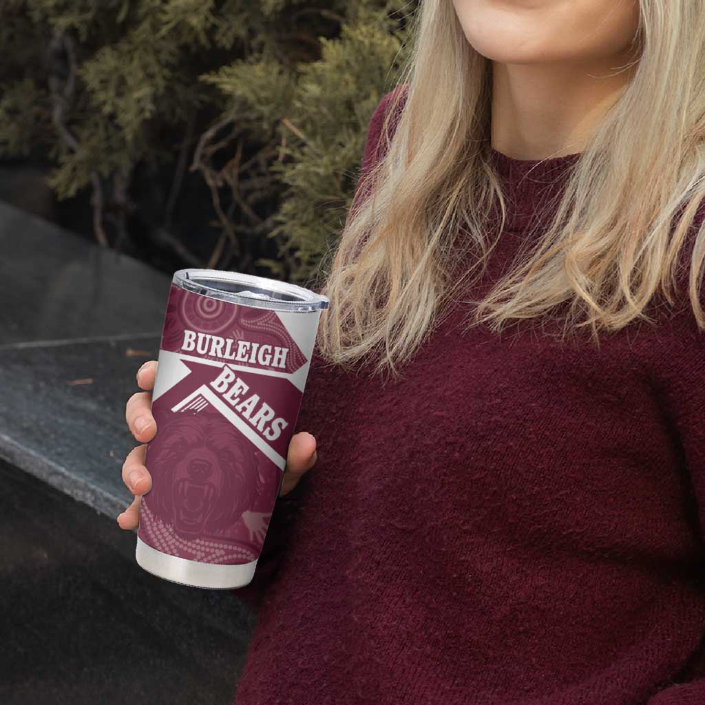 Burleigh Rugby Custom Tumbler Cup Go Bears Maroon Aboriginal Art - Aussie Hoodie