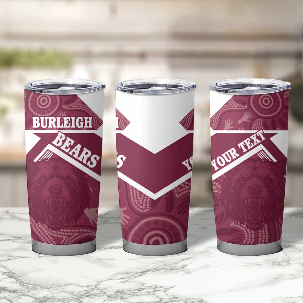 Burleigh Rugby Custom Tumbler Cup Go Bears Maroon Aboriginal Art - Aussie Hoodie