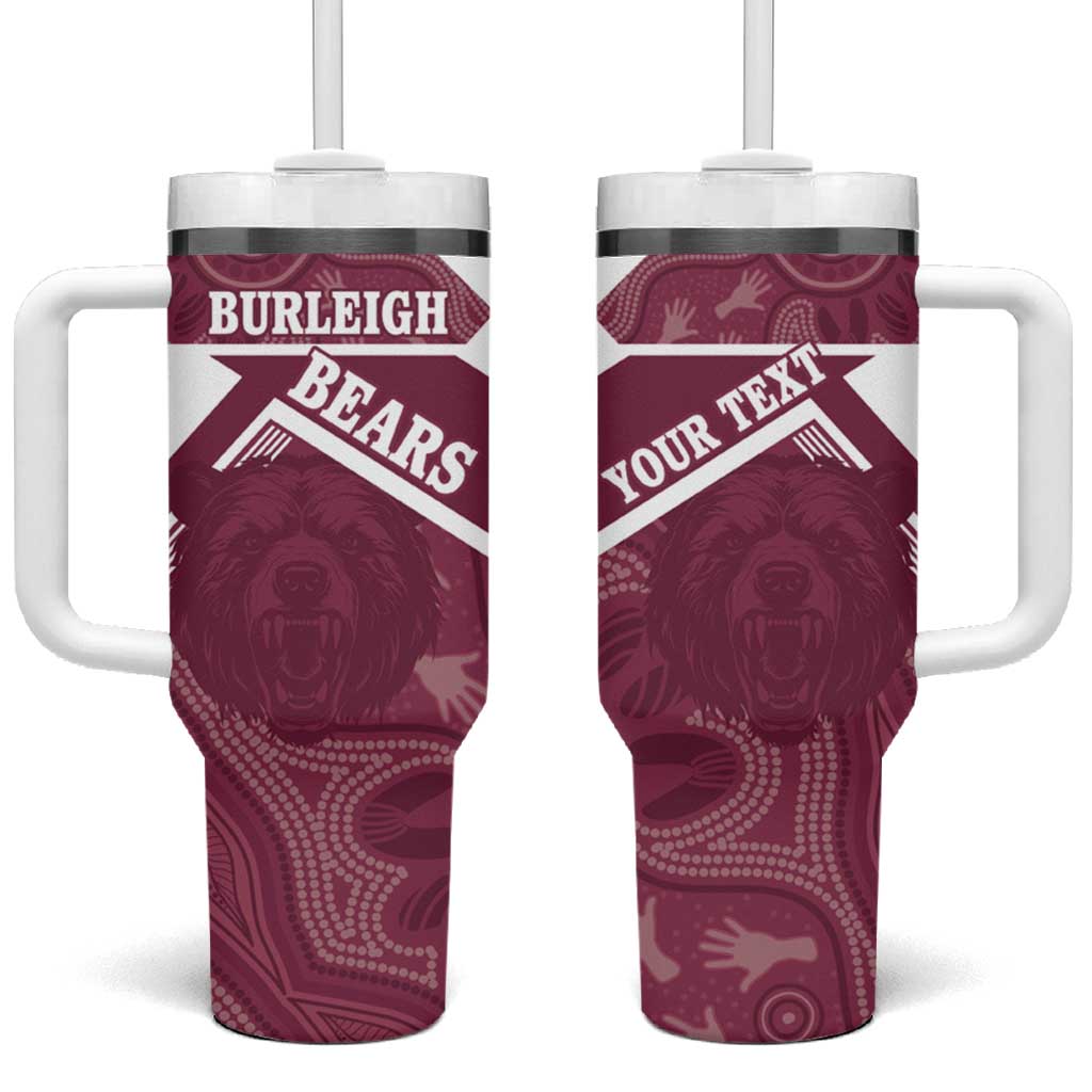 Burleigh Rugby Custom Tumbler With Handle Go Bears Maroon Aboriginal Art - Aussie Hoodie