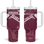Burleigh Rugby Custom Tumbler With Handle Go Bears Maroon Aboriginal Art - Aussie Hoodie