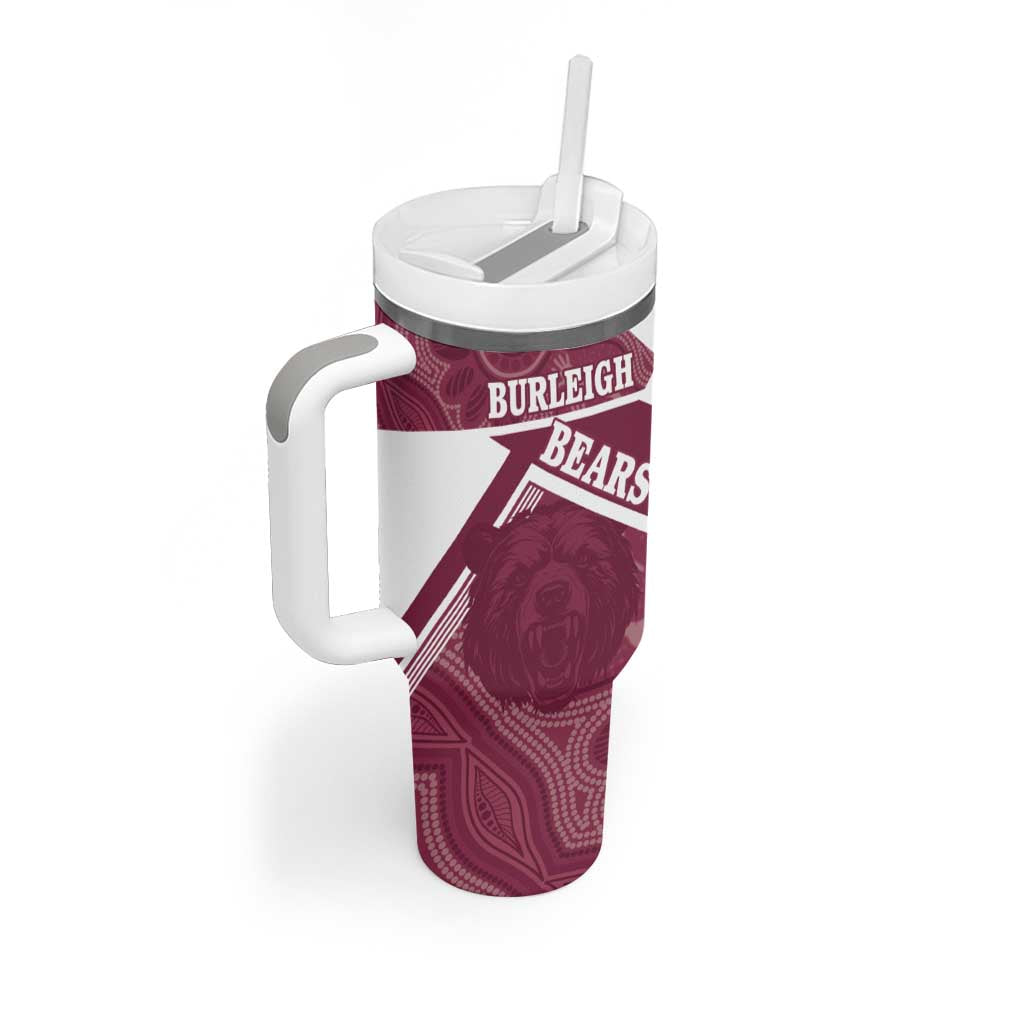 Burleigh Rugby Custom Tumbler With Handle Go Bears Maroon Aboriginal Art - Aussie Hoodie