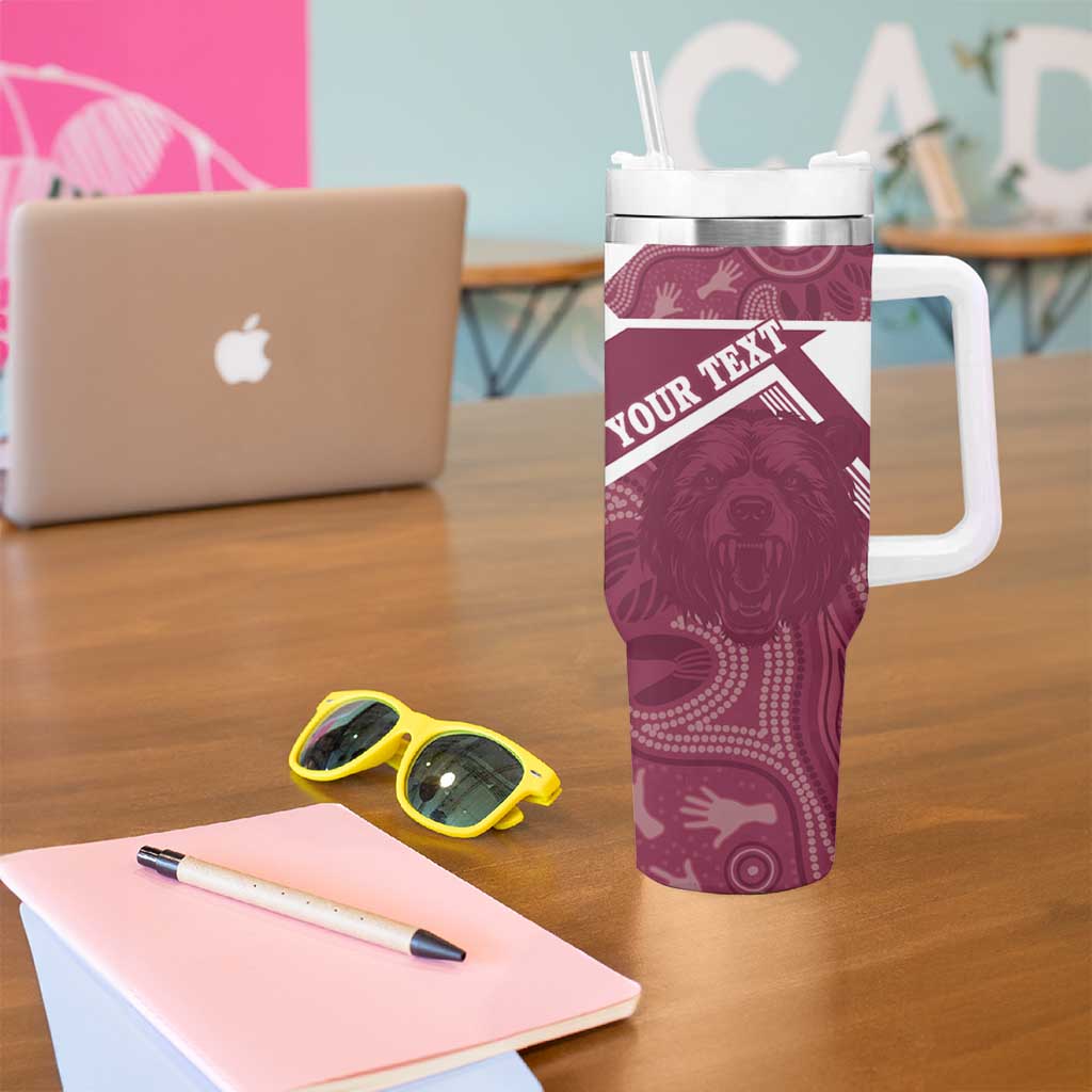 Burleigh Rugby Custom Tumbler With Handle Go Bears Maroon Aboriginal Art - Aussie Hoodie