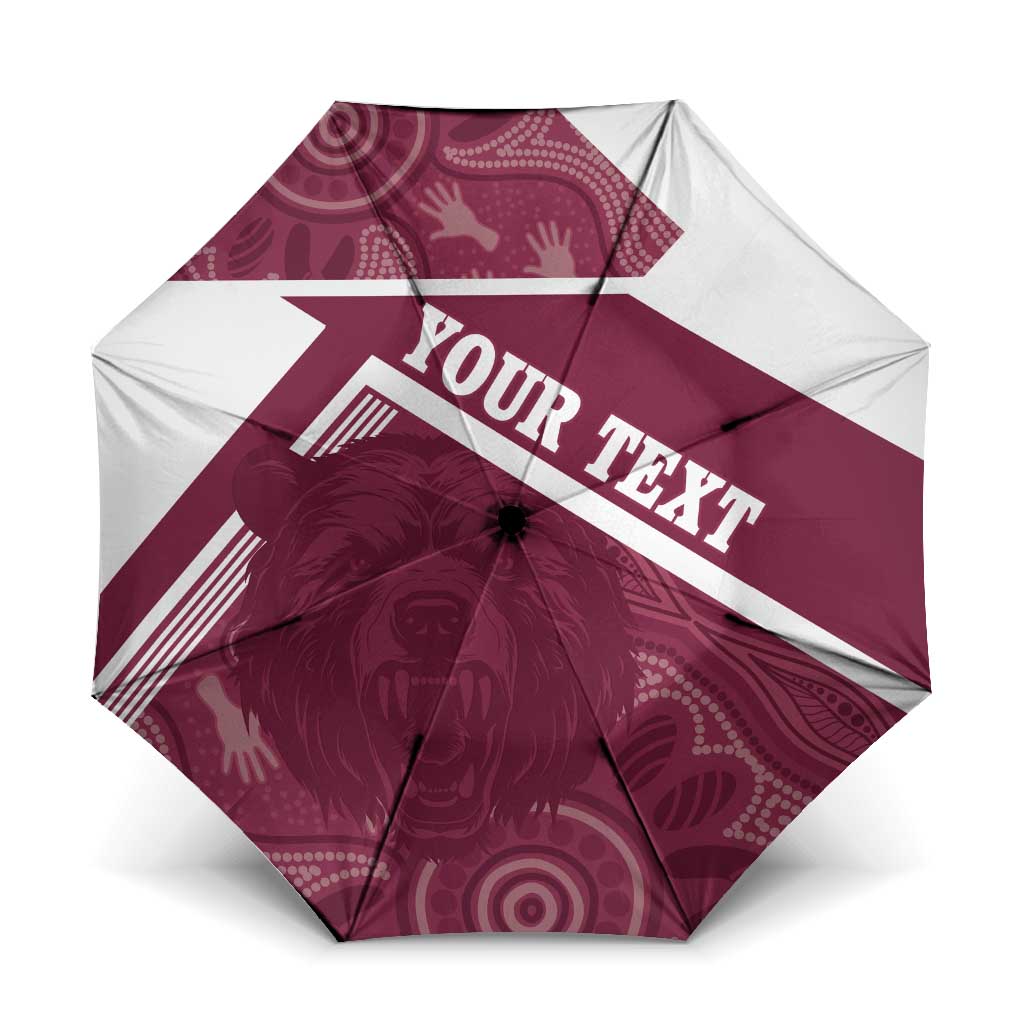 Burleigh Rugby Custom Umbrella Go Bears Maroon Aboriginal Art - Aussie Hoodie