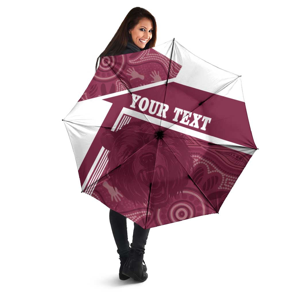 Burleigh Rugby Custom Umbrella Go Bears Maroon Aboriginal Art - Aussie Hoodie