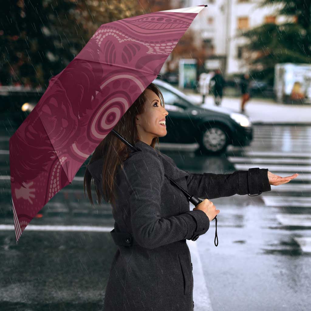 Burleigh Rugby Custom Umbrella Go Bears Maroon Aboriginal Art - Aussie Hoodie