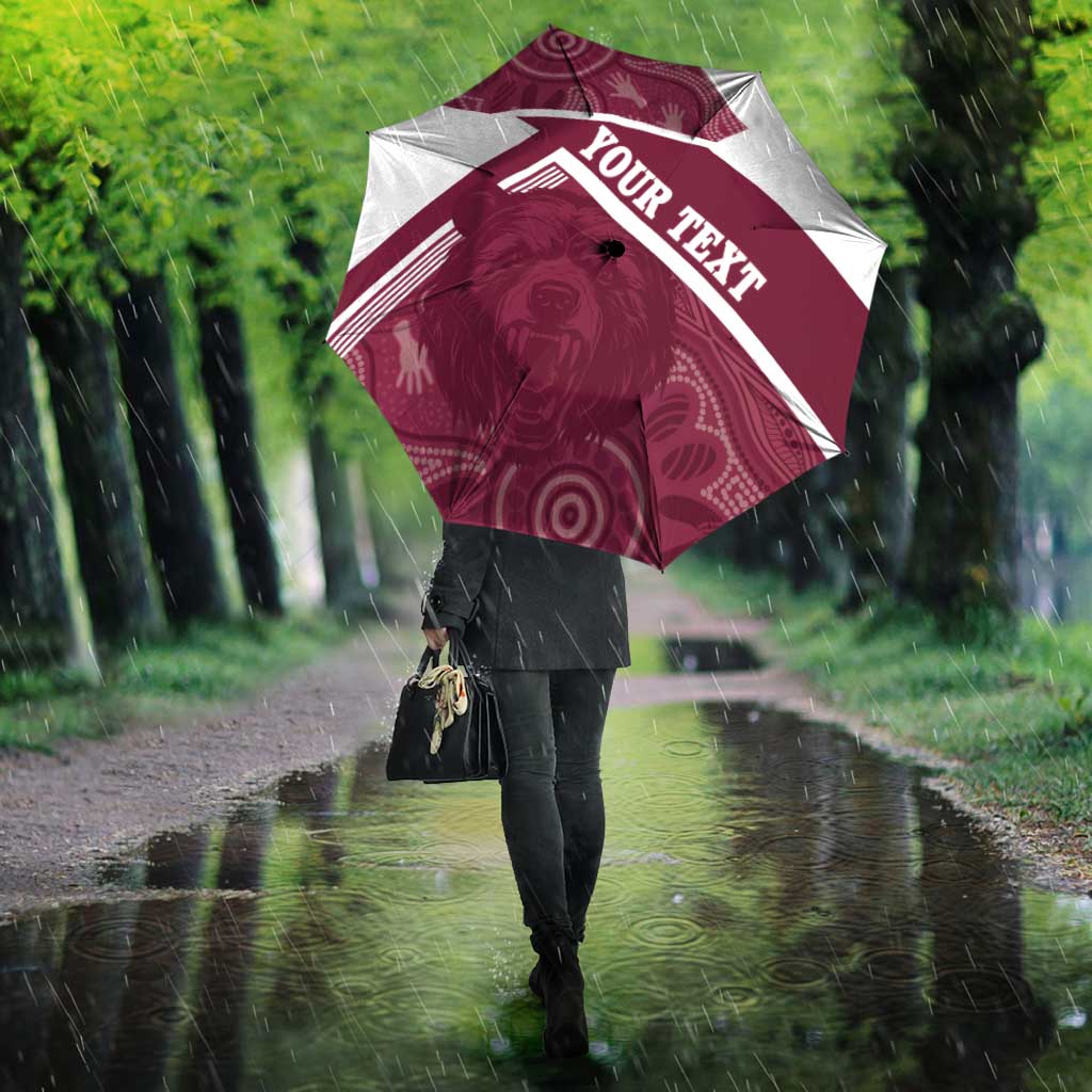 Burleigh Rugby Custom Umbrella Go Bears Maroon Aboriginal Art - Aussie Hoodie