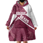 Burleigh Rugby Custom Wearable Blanket Hoodie Go Bears Maroon Aboriginal Art - Aussie Hoodie