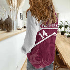 Burleigh Rugby Custom Women Casual Shirt Go Bears Maroon Aboriginal Art - Aussie Hoodie