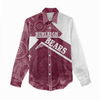 Burleigh Rugby Custom Women Casual Shirt Go Bears Maroon Aboriginal Art - Aussie Hoodie