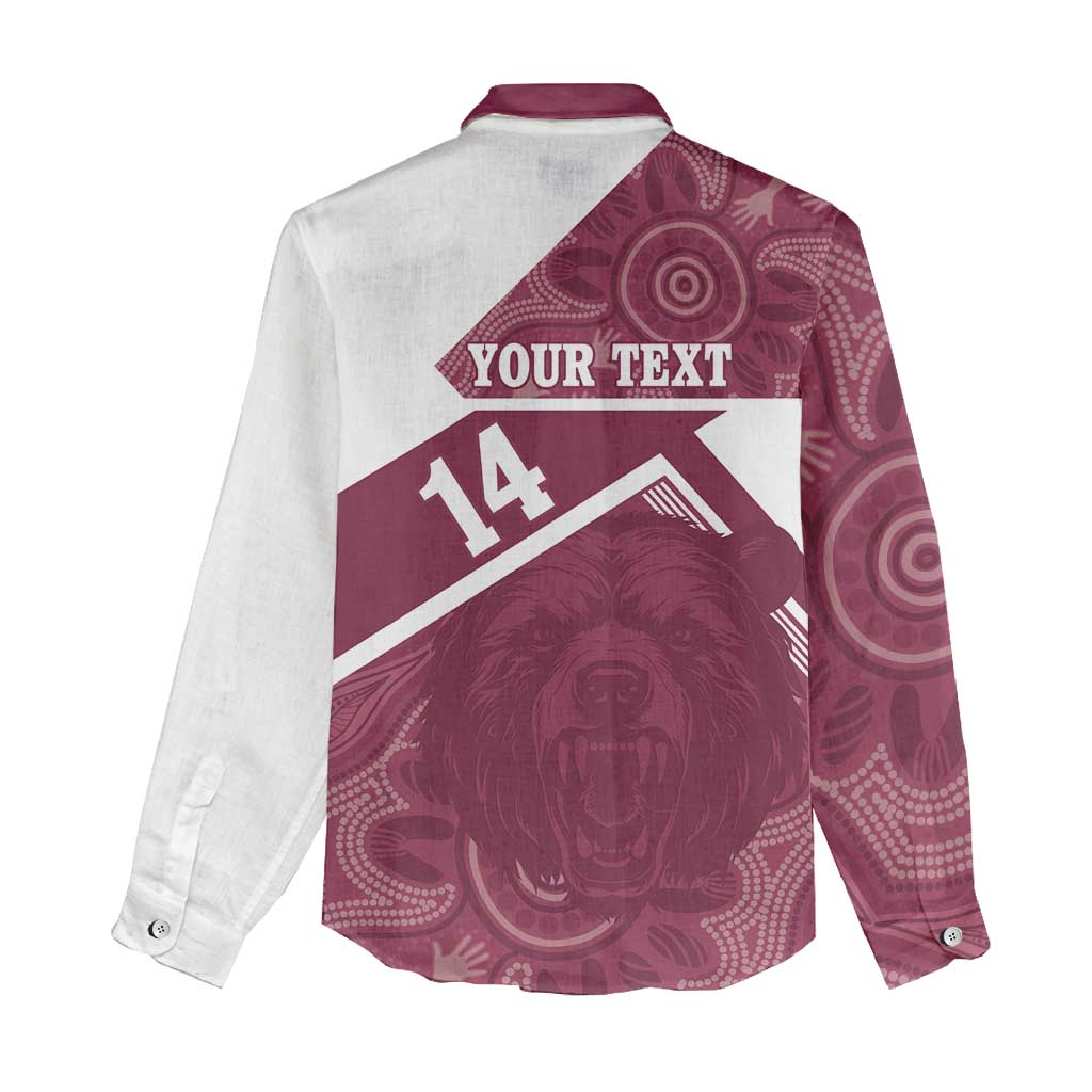 Burleigh Rugby Custom Women Casual Shirt Go Bears Maroon Aboriginal Art - Aussie Hoodie