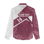 Burleigh Rugby Custom Women Casual Shirt Go Bears Maroon Aboriginal Art - Aussie Hoodie