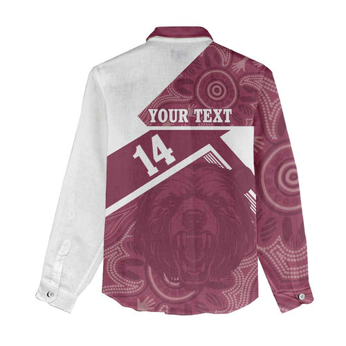 Burleigh Rugby Custom Women Casual Shirt Go Bears Maroon Aboriginal Art - Aussie Hoodie