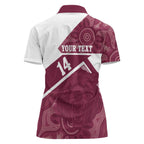 Burleigh Rugby Custom Women Polo Shirt Go Bears Maroon Aboriginal Art - Aussie Hoodie