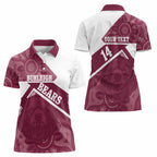 Burleigh Rugby Custom Women Polo Shirt Go Bears Maroon Aboriginal Art - Aussie Hoodie