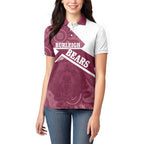 Burleigh Rugby Custom Women Polo Shirt Go Bears Maroon Aboriginal Art - Aussie Hoodie