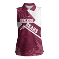 Burleigh Rugby Custom Women Sleeveless Polo Shirt Go Bears Maroon Aboriginal Art - Aussie Hoodie