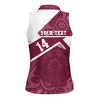 Burleigh Rugby Custom Women Sleeveless Polo Shirt Go Bears Maroon Aboriginal Art - Aussie Hoodie
