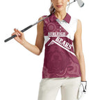 Burleigh Rugby Custom Women Sleeveless Polo Shirt Go Bears Maroon Aboriginal Art - Aussie Hoodie