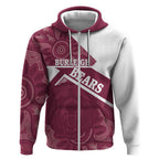 Burleigh Rugby Custom Zip Hoodie Go Bears Maroon Aboriginal Art - Aussie Hoodie