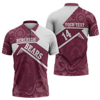 Burleigh Rugby Custom Zipper Polo Shirt Go Bears Maroon Aboriginal Art - Aussie Hoodie