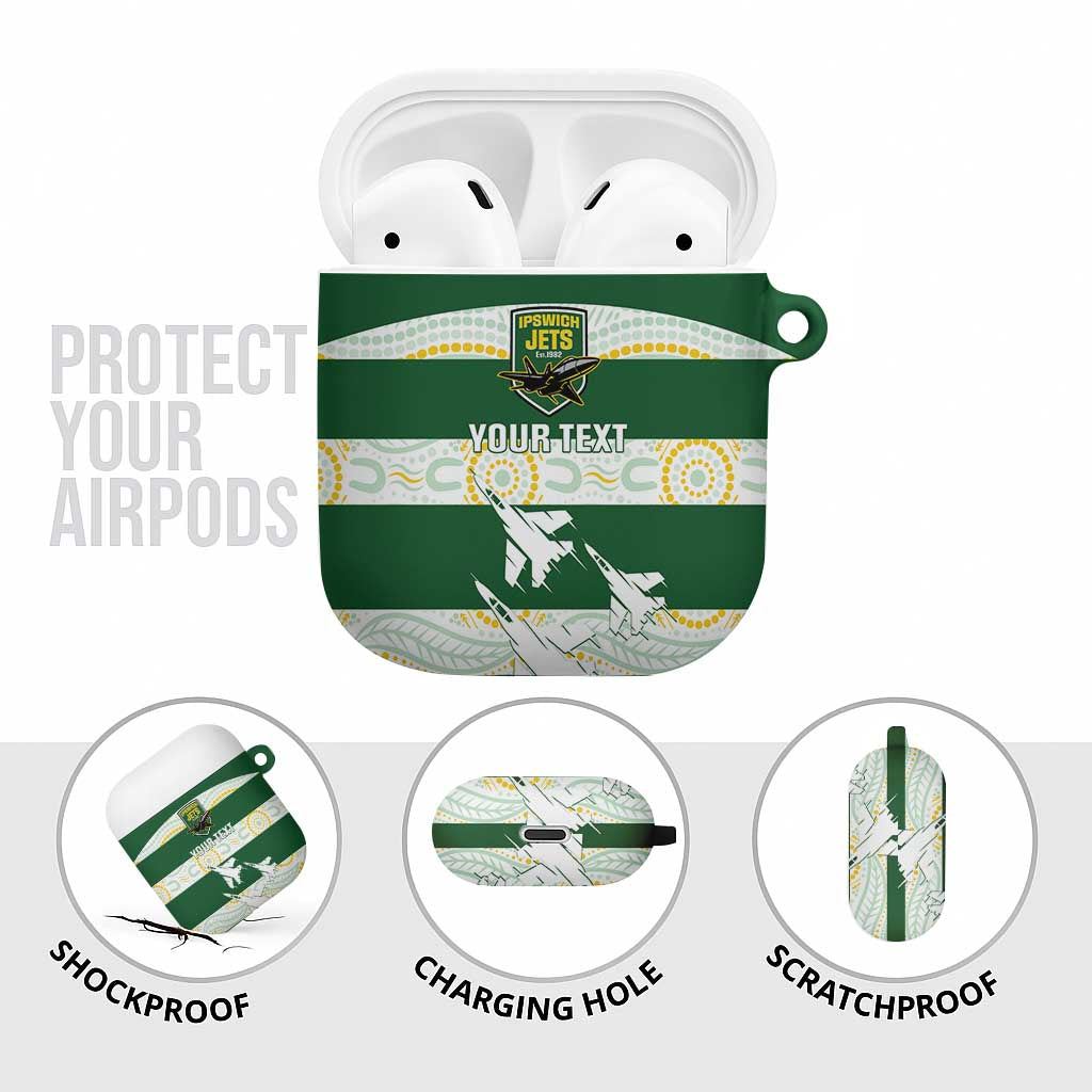 Ipswich Rugby Custom AirPods Case Go Jets Aboriginal Art - Aussie Hoodie
