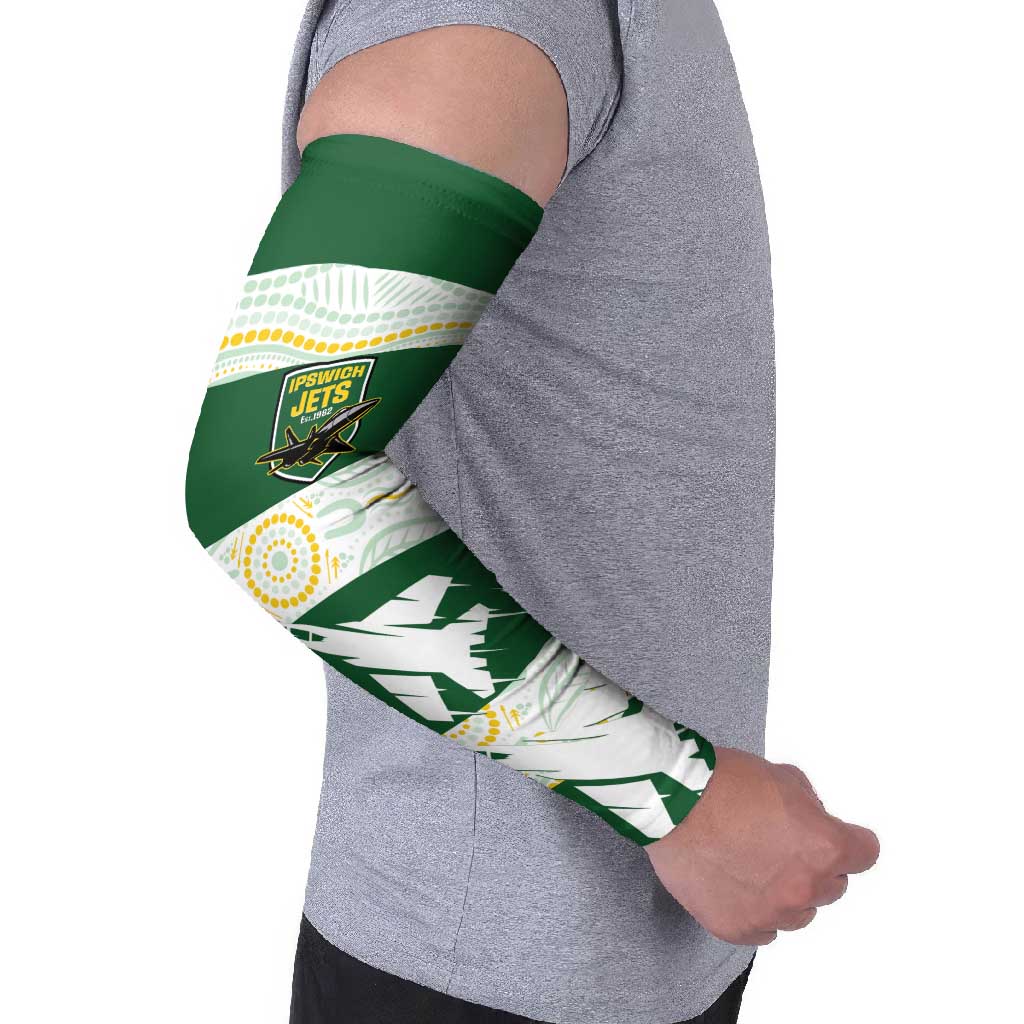 Ipswich Rugby Custom Arm Sleeves Go Jets Aboriginal Art - Aussie Hoodie