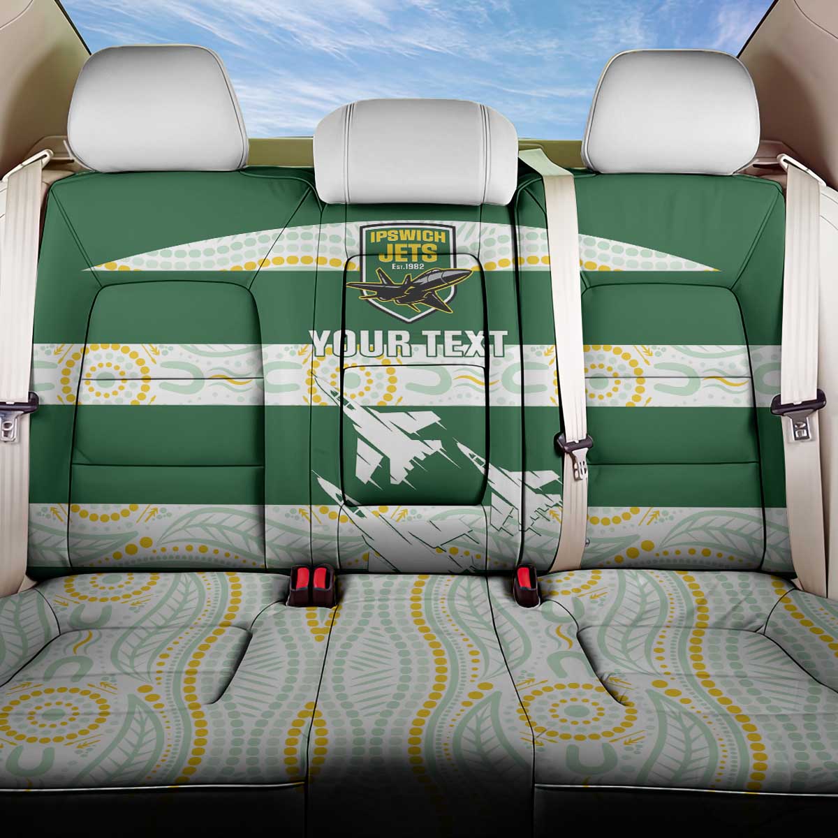 Ipswich Rugby Custom Back Car Seat Cover Go Jets Aboriginal Art - Aussie Hoodie