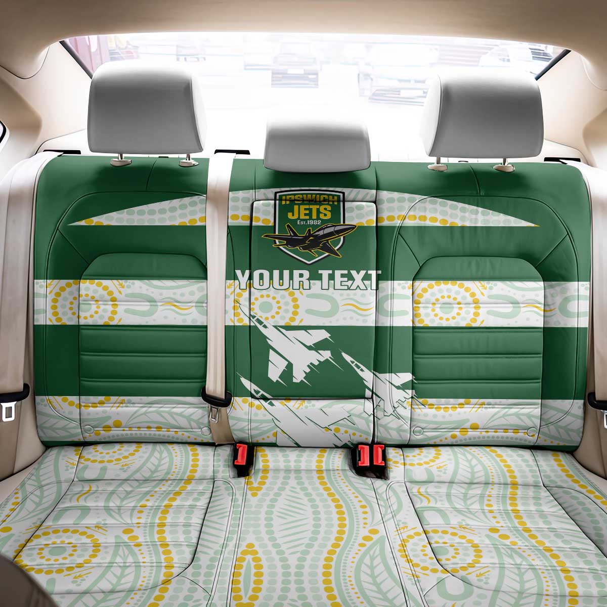 Ipswich Rugby Custom Back Car Seat Cover Go Jets Aboriginal Art - Aussie Hoodie