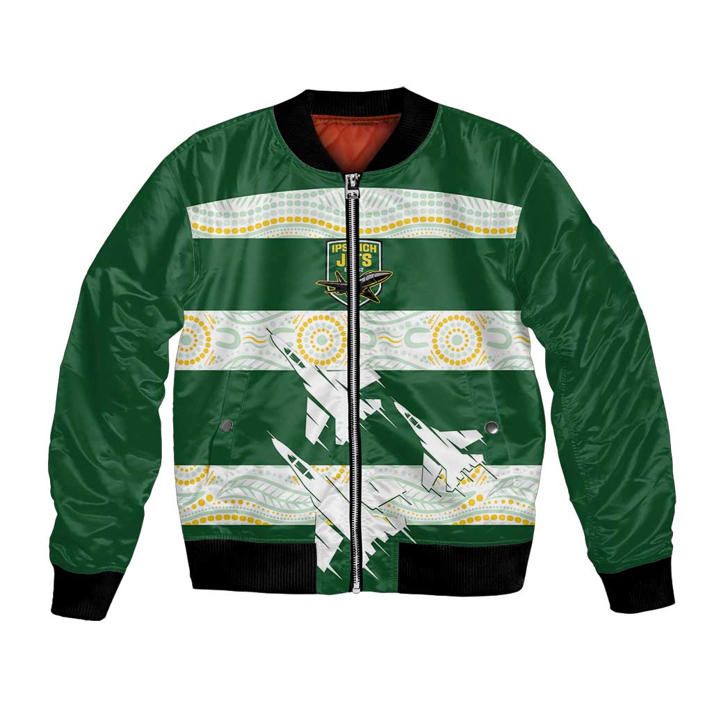 Ipswich Rugby Custom Bomber Jacket Go Jets Aboriginal Art - Aussie Hoodie