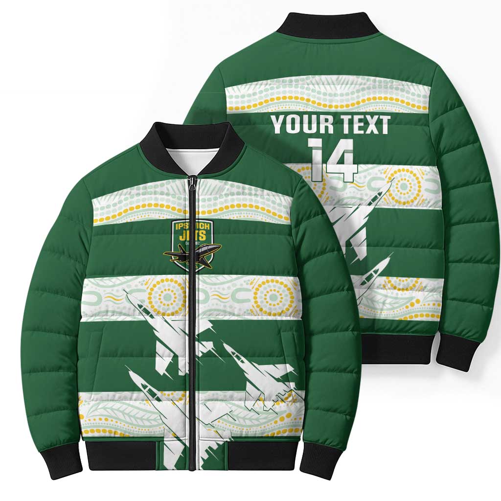 Ipswich Rugby Custom Bomber Puffer Jacket Go Jets Aboriginal Art - Aussie Hoodie