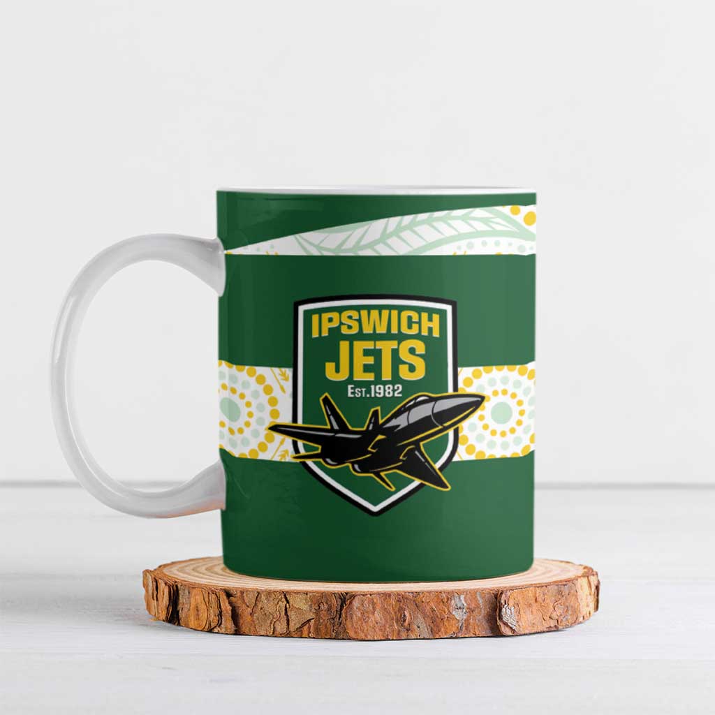 Ipswich Rugby Custom Ceramic Mug Go Jets Aboriginal Art - Aussie Hoodie