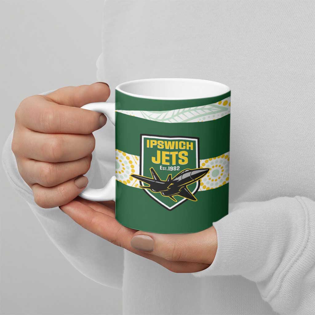 Ipswich Rugby Custom Ceramic Mug Go Jets Aboriginal Art - Aussie Hoodie